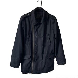 CALVIN KLEIN | Men’s Wool Blend Zipper + Double Breasted Pea Coat